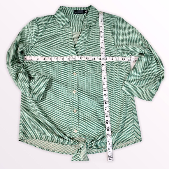 THE LIMITED (W) Tie Waist Abstract Green Top -XS - Picture 3 of 6